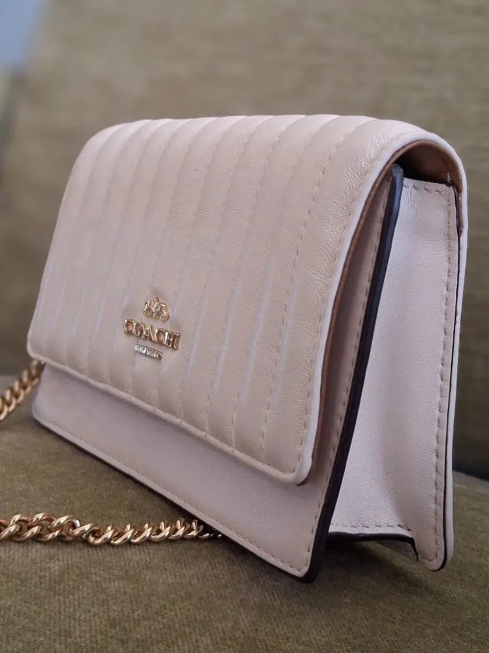 COACH Klare Cream Quilted Leather Croosbody Bag
